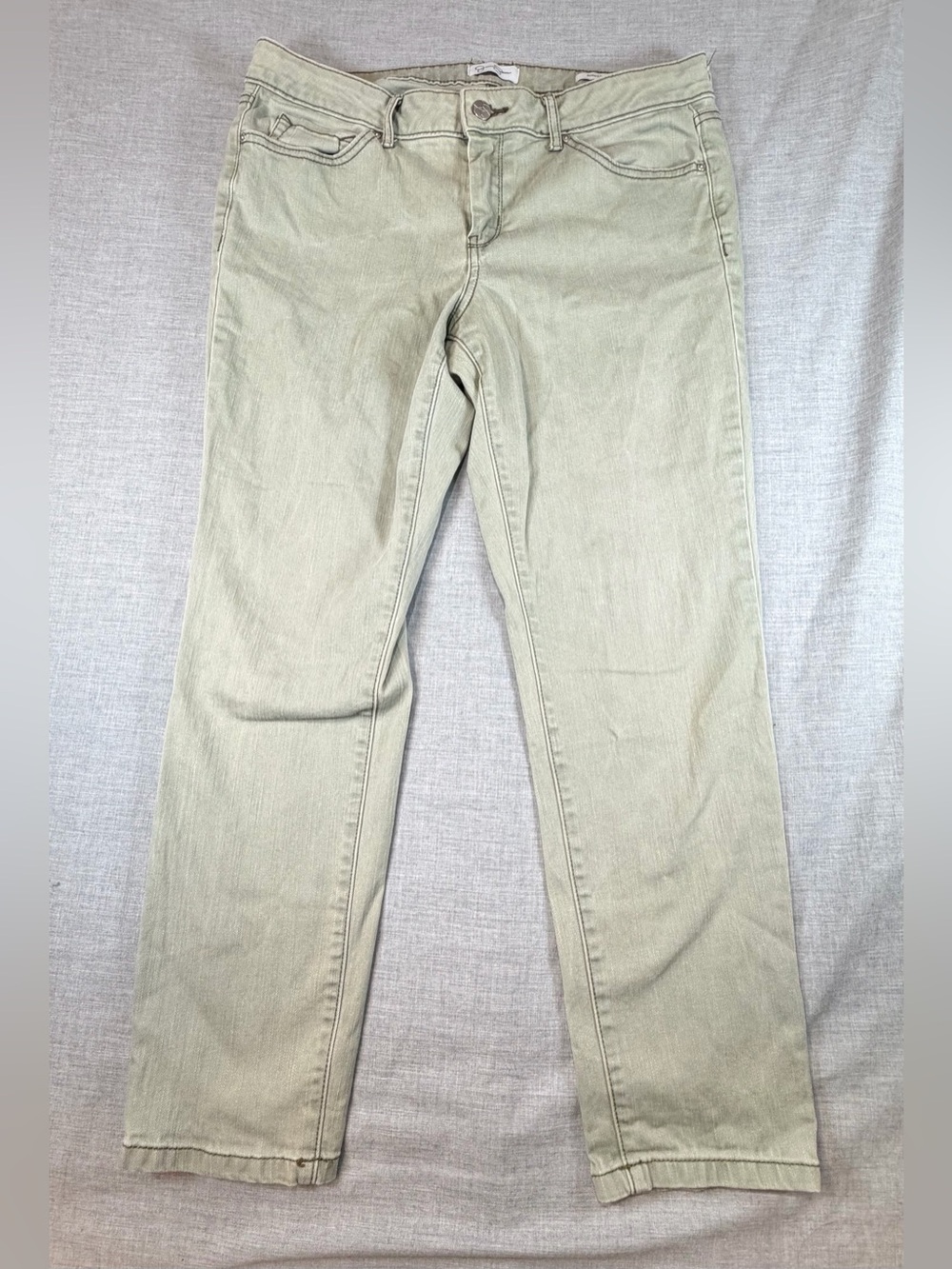 Jessica Simpson Rolled Crop Skinny Jeans in Light Olive Green